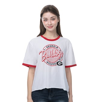 Women's ZooZatz  White Georgia Bulldogs Retro Ringer Tri-Blend T-Shirt