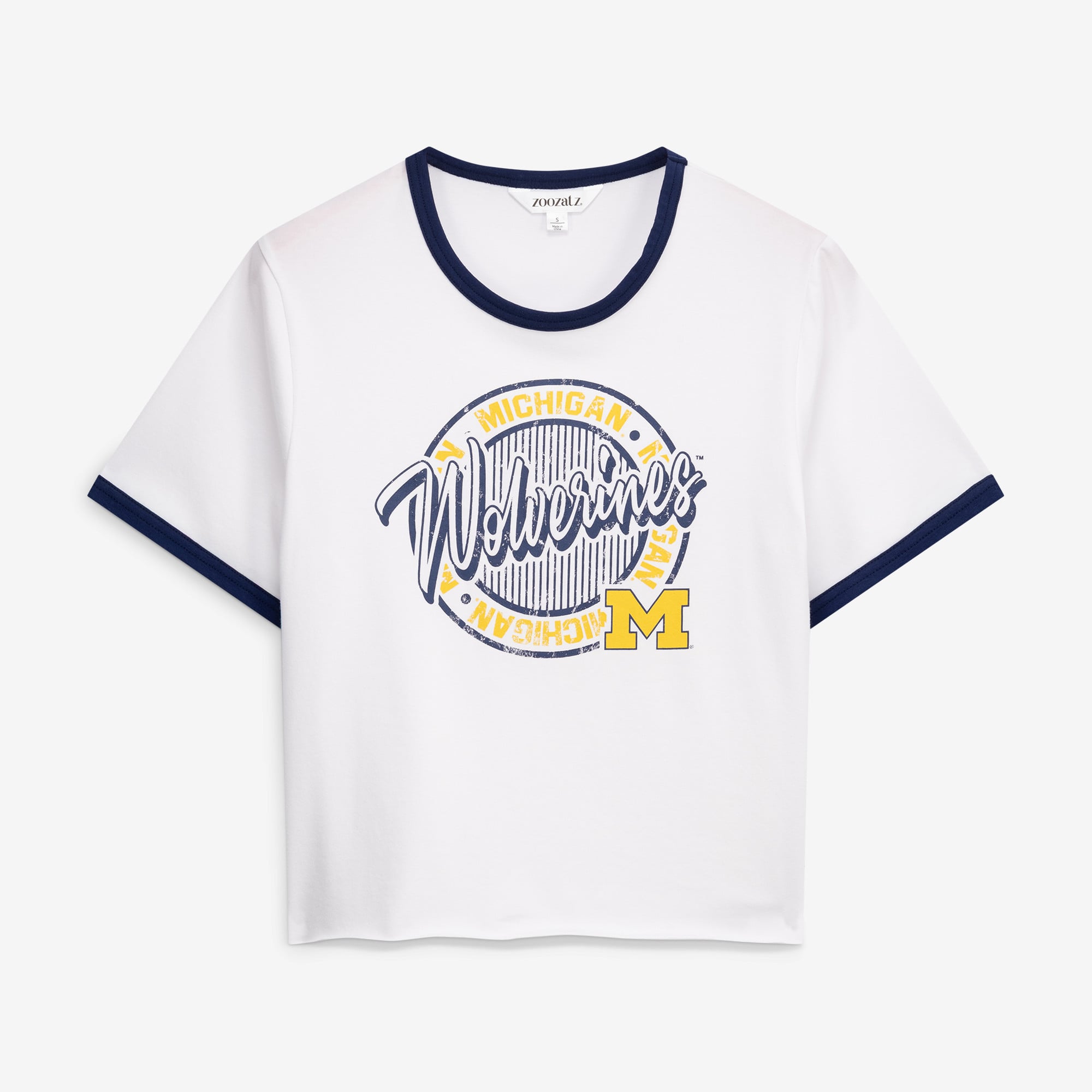 Women's ZooZatz  White Michigan Wolverines Retro Ringer Tri-Blend T-Shirt