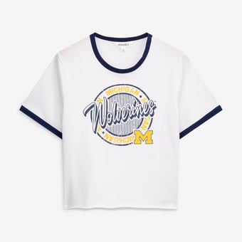 Women's ZooZatz  White Michigan Wolverines Retro Ringer Tri-Blend T-Shirt