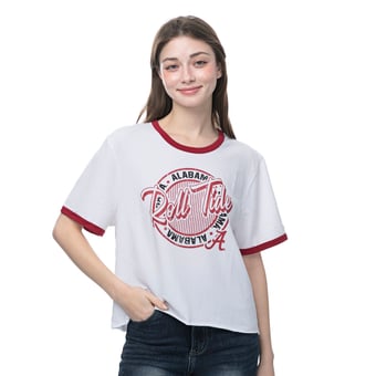 Women's ZooZatz  White Alabama Crimson Tide Retro Ringer Tri-Blend T-Shirt