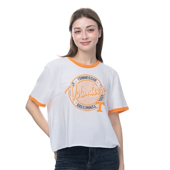 Women's ZooZatz  White Tennessee Volunteers Retro Ringer Tri-Blend T-Shirt