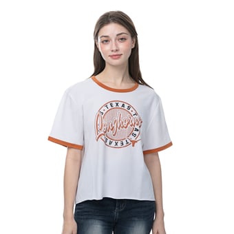 Women's ZooZatz  White Texas Longhorns Retro Ringer Tri-Blend T-Shirt
