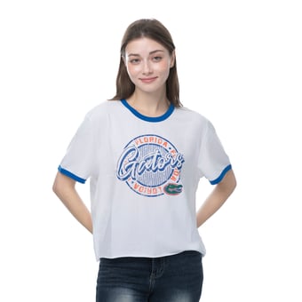 Women's ZooZatz  White Florida Gators Retro Ringer Tri-Blend T-Shirt