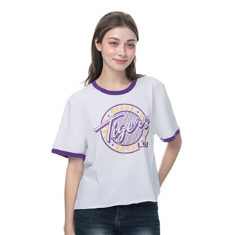 Women's ZooZatz  White LSU Tigers Retro Ringer Tri-Blend T-Shirt