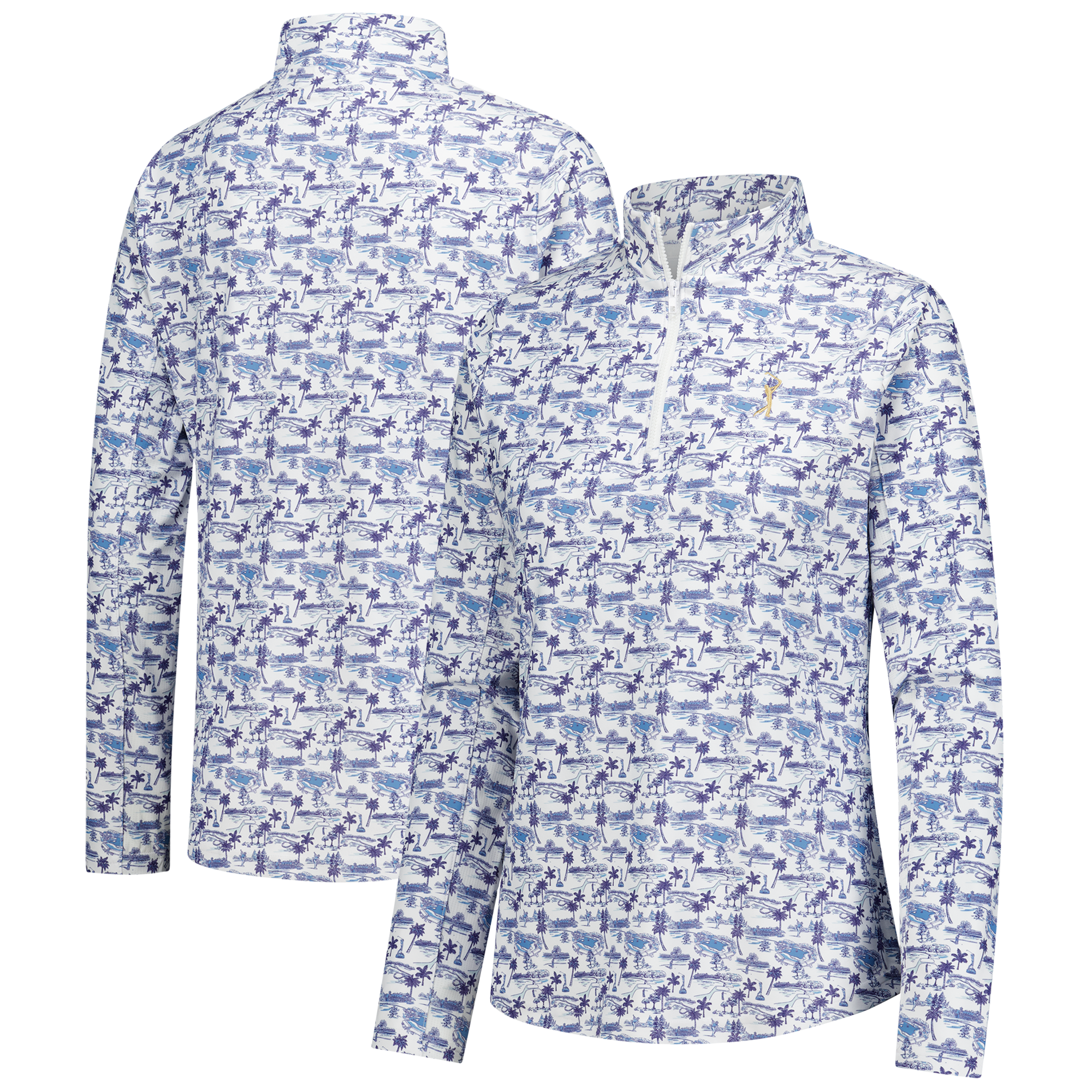 Women’s Smith & Quinn White THE PLAYERS Island Oasis Micro Print Ava Quarter-Zip Pullover