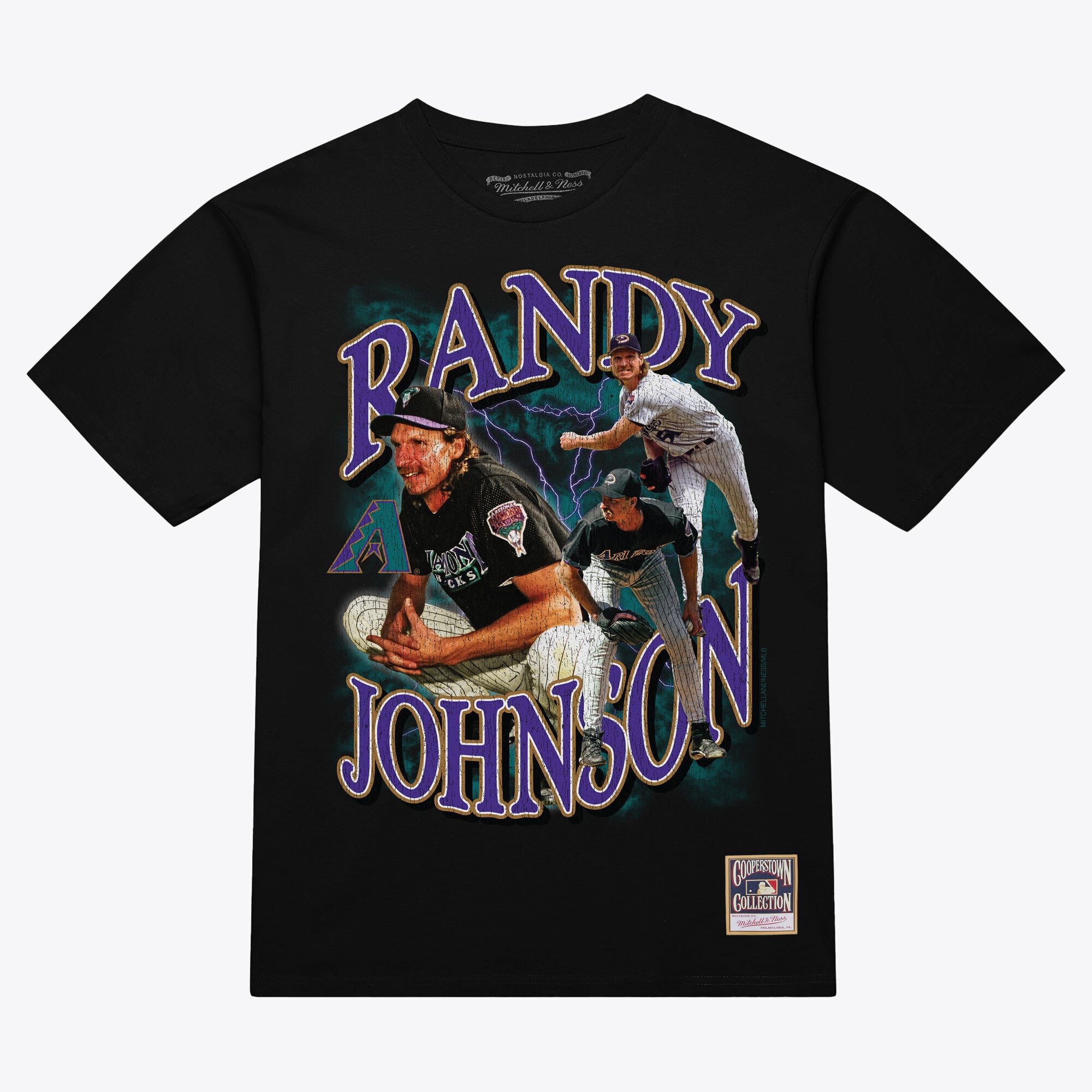 Men's Mitchell & Ness Randy Johnson Black Arizona Diamondbacks Legendary Collage Player T-Shirt