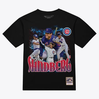 Men's Mitchell & Ness Ryne Sandberg Black Chicago Cubs Legendary Collage Player T-Shirt