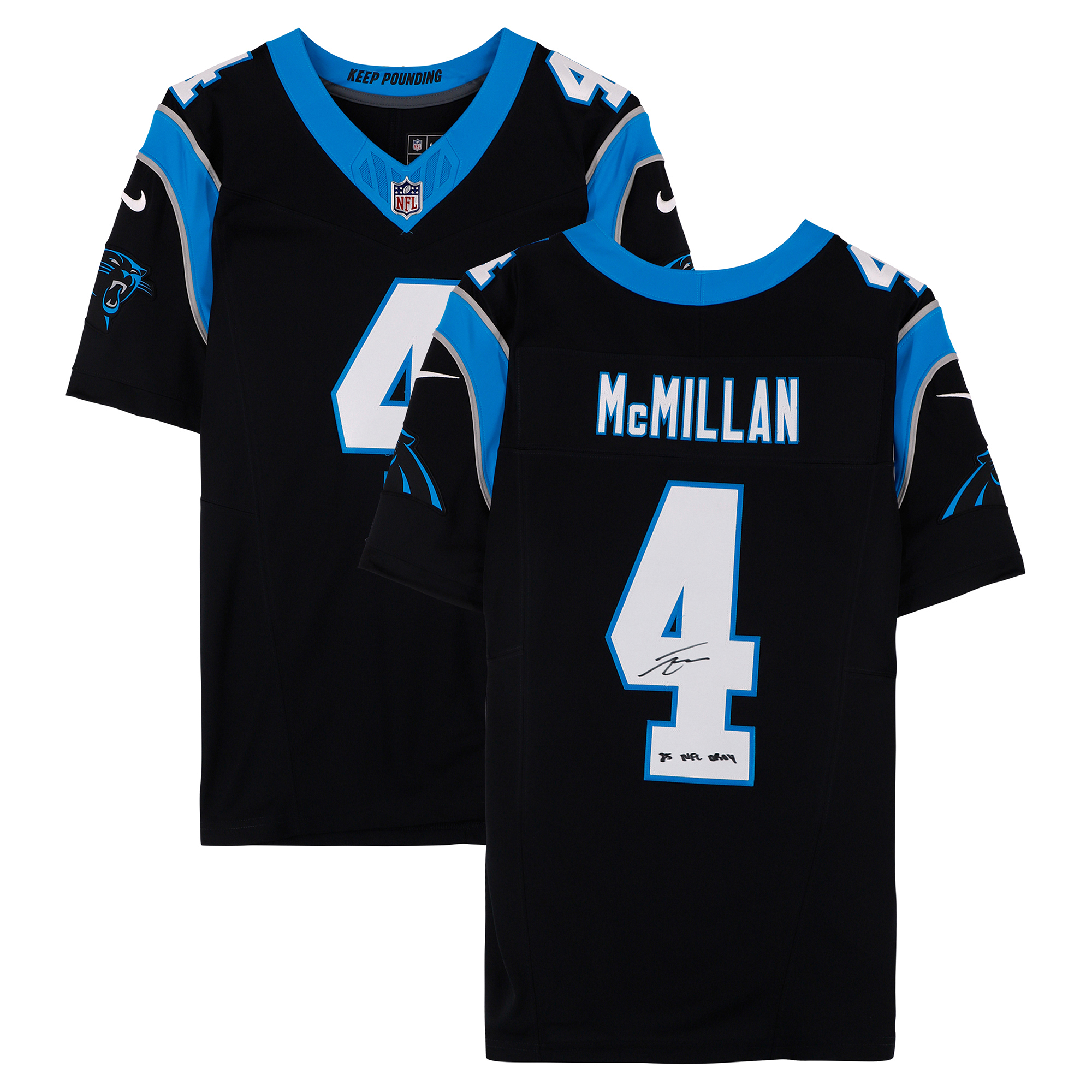Tetairoa McMillan Carolina Panthers Autographed Black Nike Vapor F.U.S.E. Limited Jersey with "25 NFL OROY" Inscription