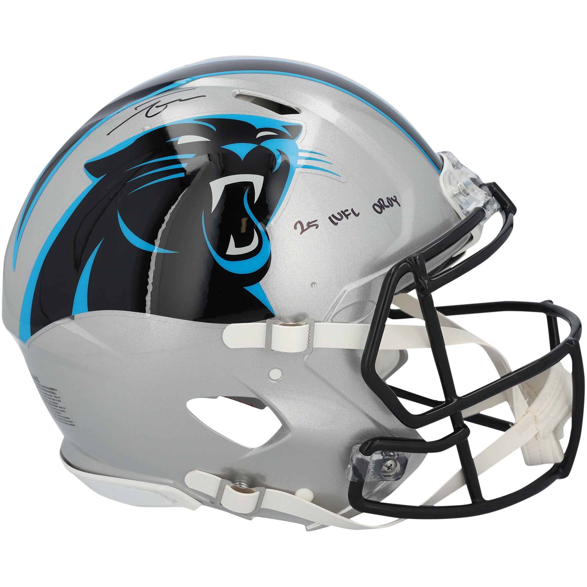 Tetairoa McMillan Carolina Panthers Autographed Riddell Speed Authentic Helmet with "25 NFL OROY" Inscription