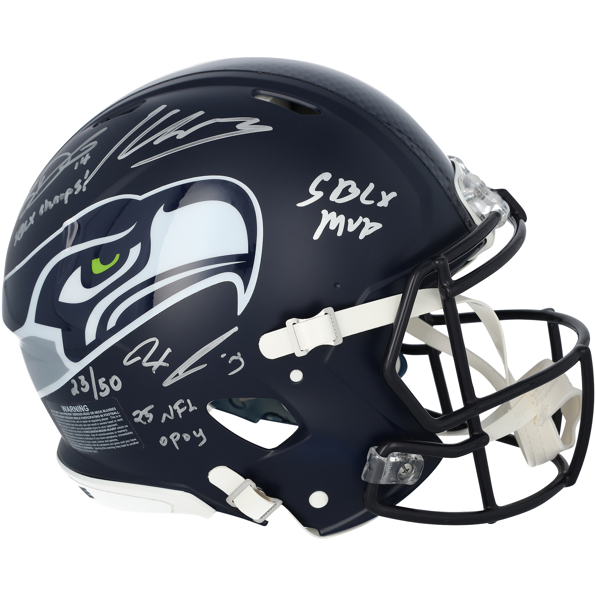 Seattle Seahawks Autographed Riddell Super Bowl LX Champions Speed Authentic Helmet with 6 Signatures and Multiple Inscriptions - Limited Edition of 50