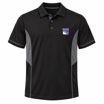 Men's Profile Black/Charcoal New York Rangers Big & Tall Color Block Panel Polo