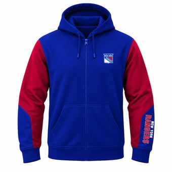 Men's Fanatics  Blue New York Rangers Big & Tall Colorblock Full-Zip Fleece Hoodie