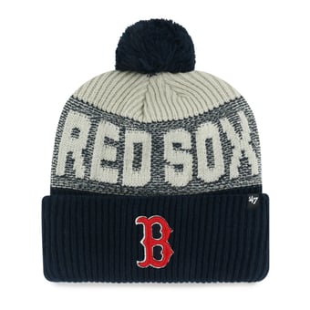 Men's '47 Navy Boston Red Sox Bone Chill Cuffed Knit Hat with Pom