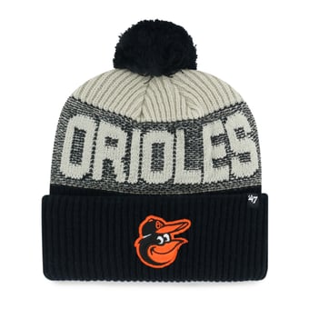 Men's '47 Black Baltimore Orioles Bone Chill Cuffed Knit Hat with Pom