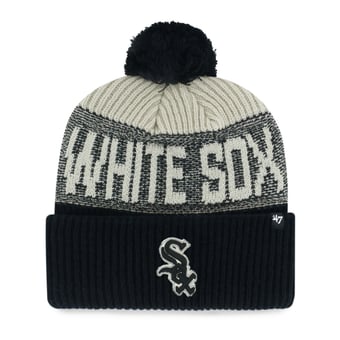 Men's '47 Black Chicago White Sox Bone Chill Cuffed Knit Hat with Pom