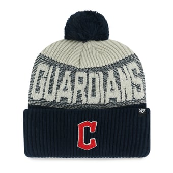 Men's '47 Navy Cleveland Guardians Bone Chill Cuffed Knit Hat with Pom