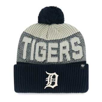 Men's '47 Navy Detroit Tigers Bone Chill Cuffed Knit Hat with Pom