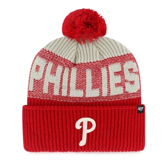 Men's '47 Red Philadelphia Phillies Bone Chill Cuffed Knit Hat with Pom