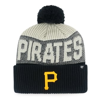 Men's '47 Black Pittsburgh Pirates Bone Chill Cuffed Knit Hat with Pom