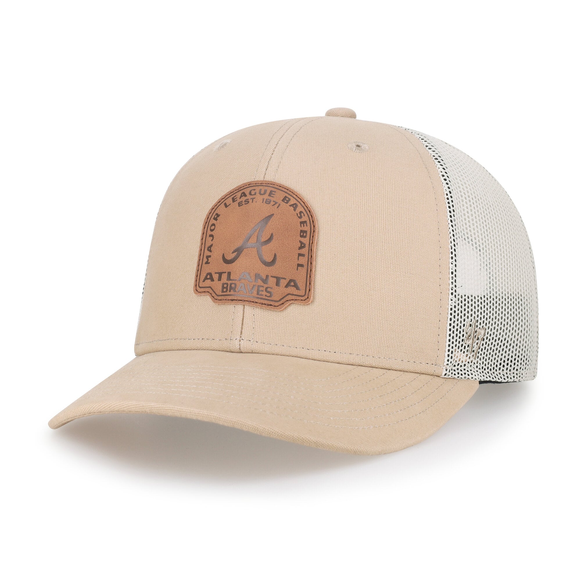 Men's '47  Khaki Atlanta Braves Bonehide Trucker Snapback Hat