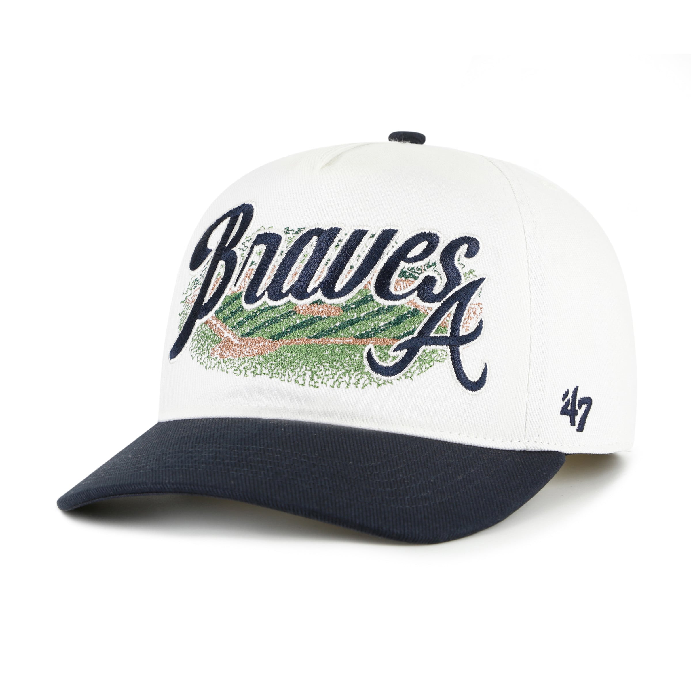 Men's '47 White/Navy Atlanta Braves Enfield Hitch Adjustable Hat
