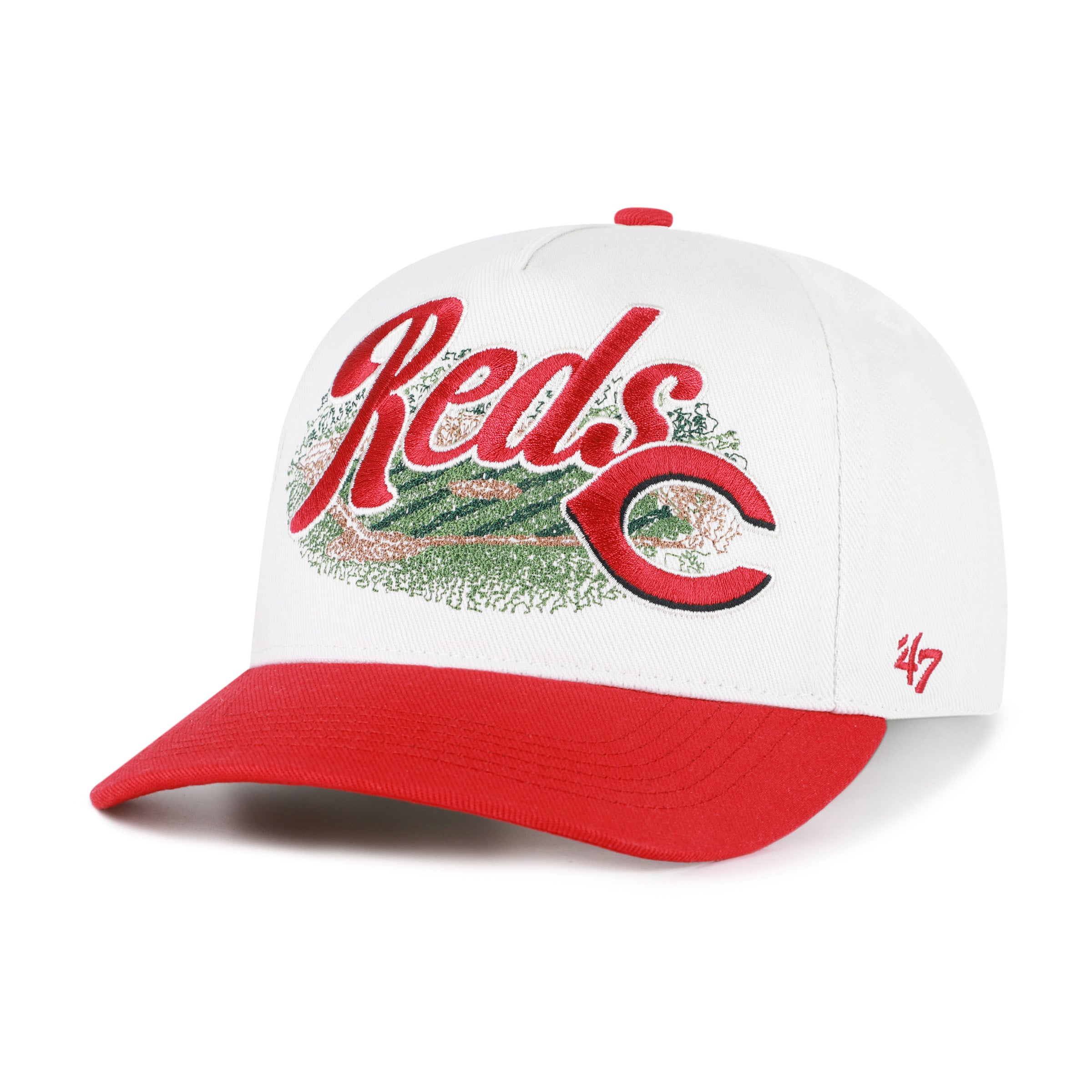 Men's '47 White/Red Cincinnati Reds Enfield Hitch Adjustable Hat