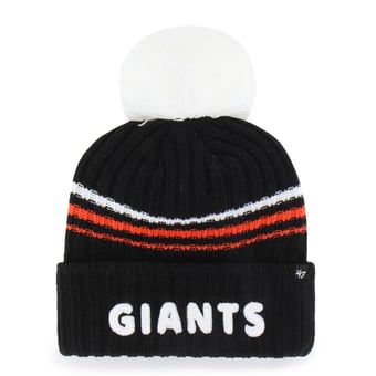Women's '47 Black San Francisco Giants Fuzzy Script Cuffed Knit Hat with Pom
