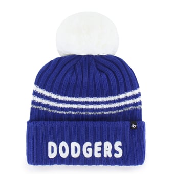 Women's '47 Royal Los Angeles Dodgers Fuzzy Script Cuffed Knit Hat with Pom