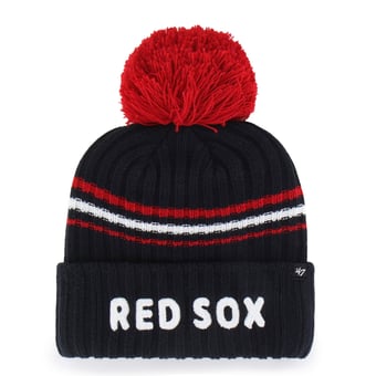 Women's '47 Navy Boston Red Sox Fuzzy Script Cuffed Knit Hat with Pom