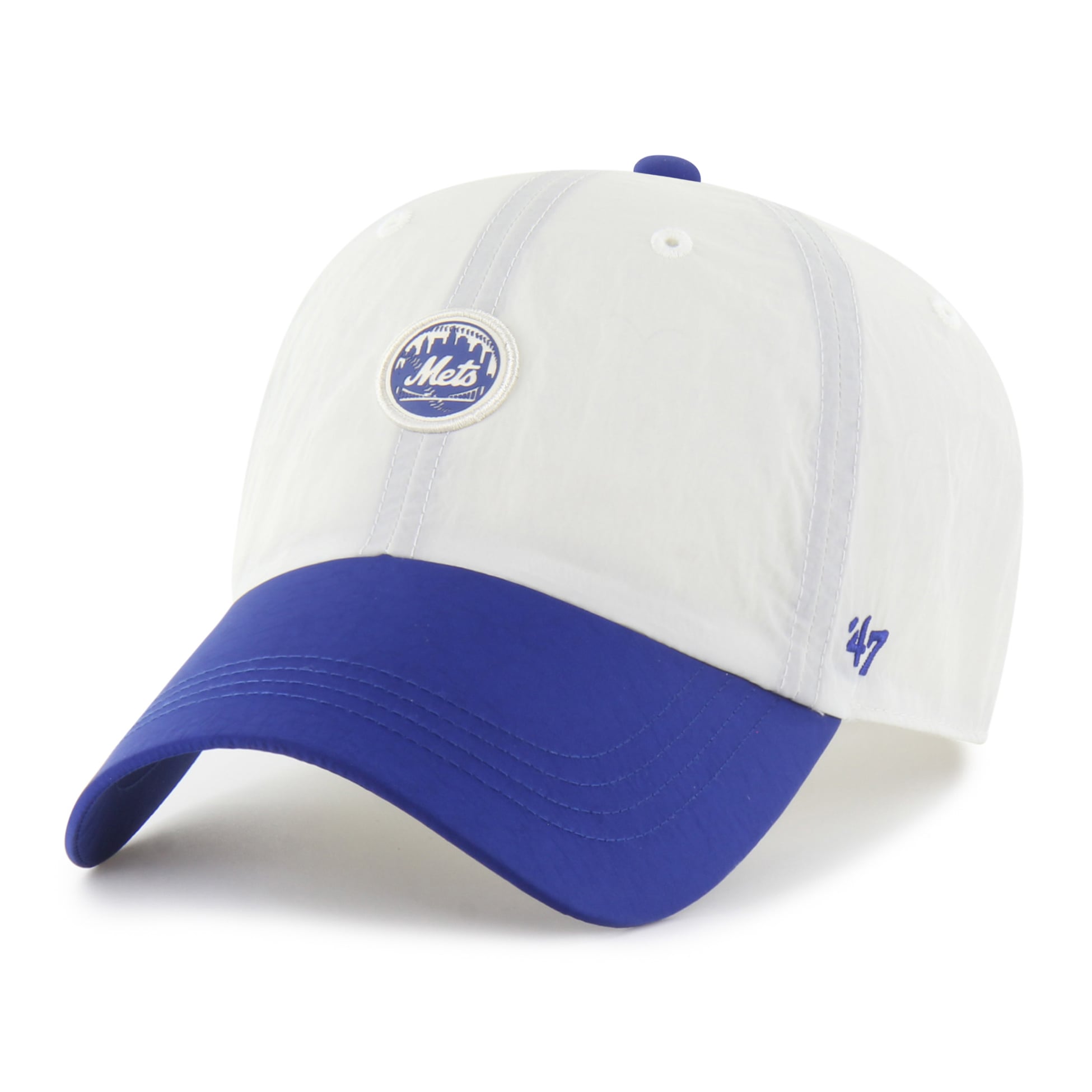 Men's '47 White/Royal New York Mets Modernia Clean Up Adjustable Hat