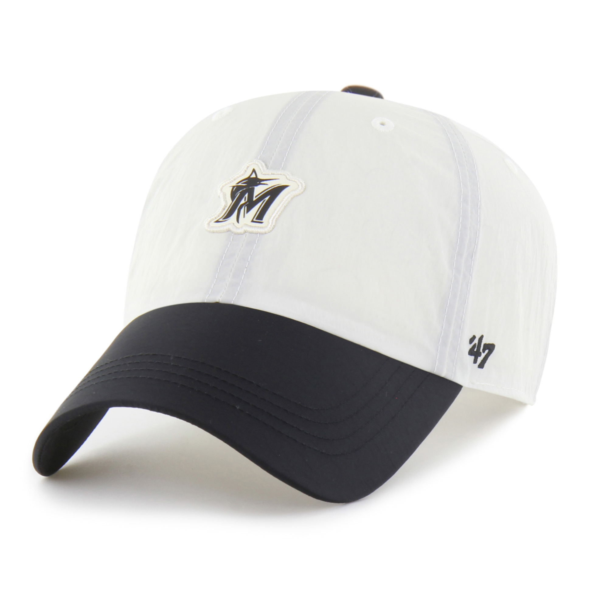 Unisex '47 White/Black Miami Marlins Modernia Clean Up Adjustable Hat