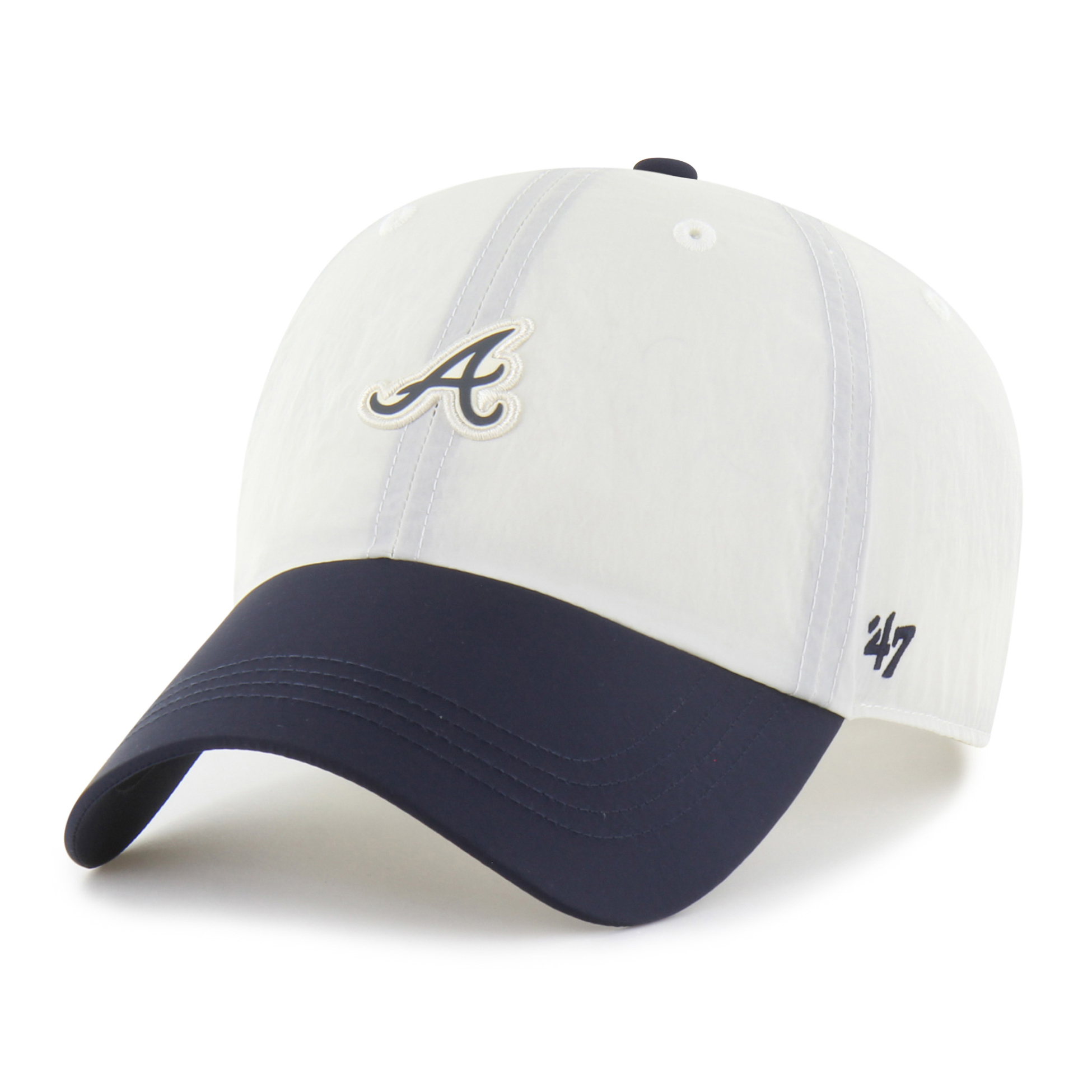 Unisex '47 White/Navy Atlanta Braves Modernia Clean Up Adjustable Hat