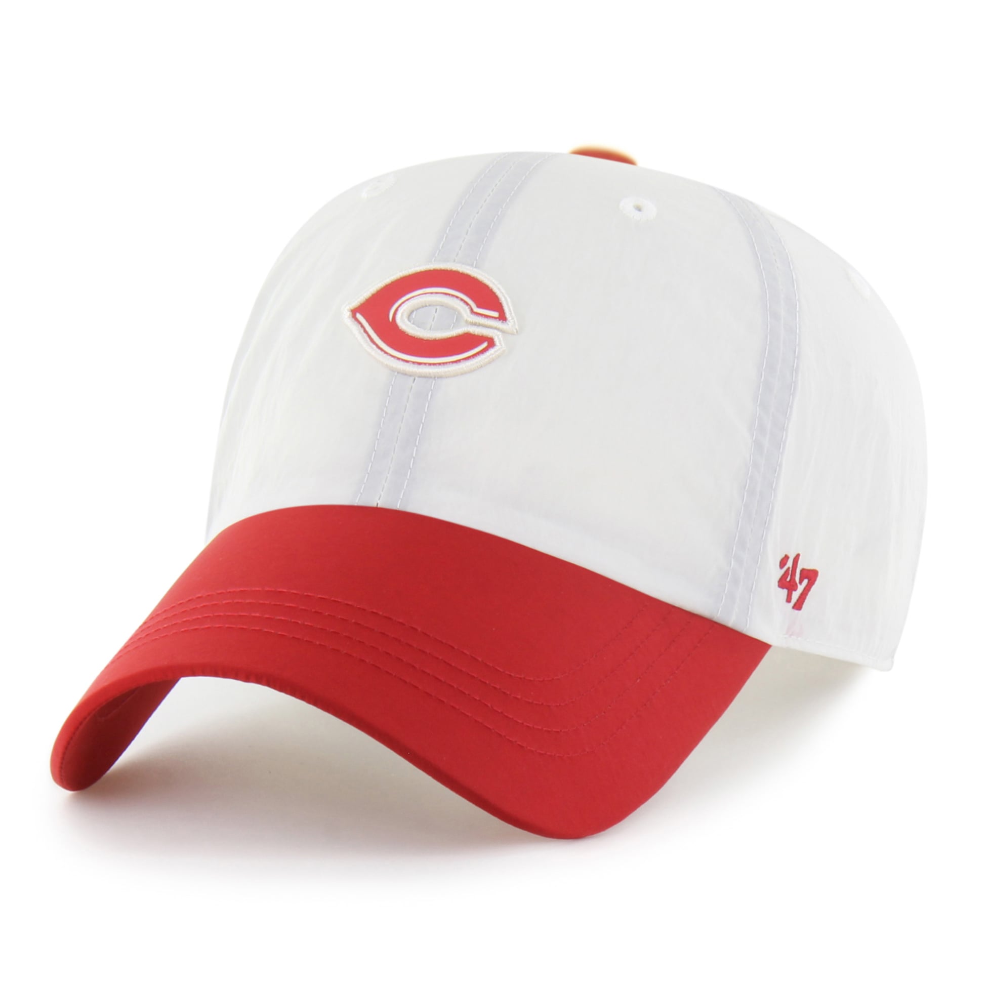 Men's '47 White/Red Cincinnati Reds Modernia Clean Up Adjustable Hat