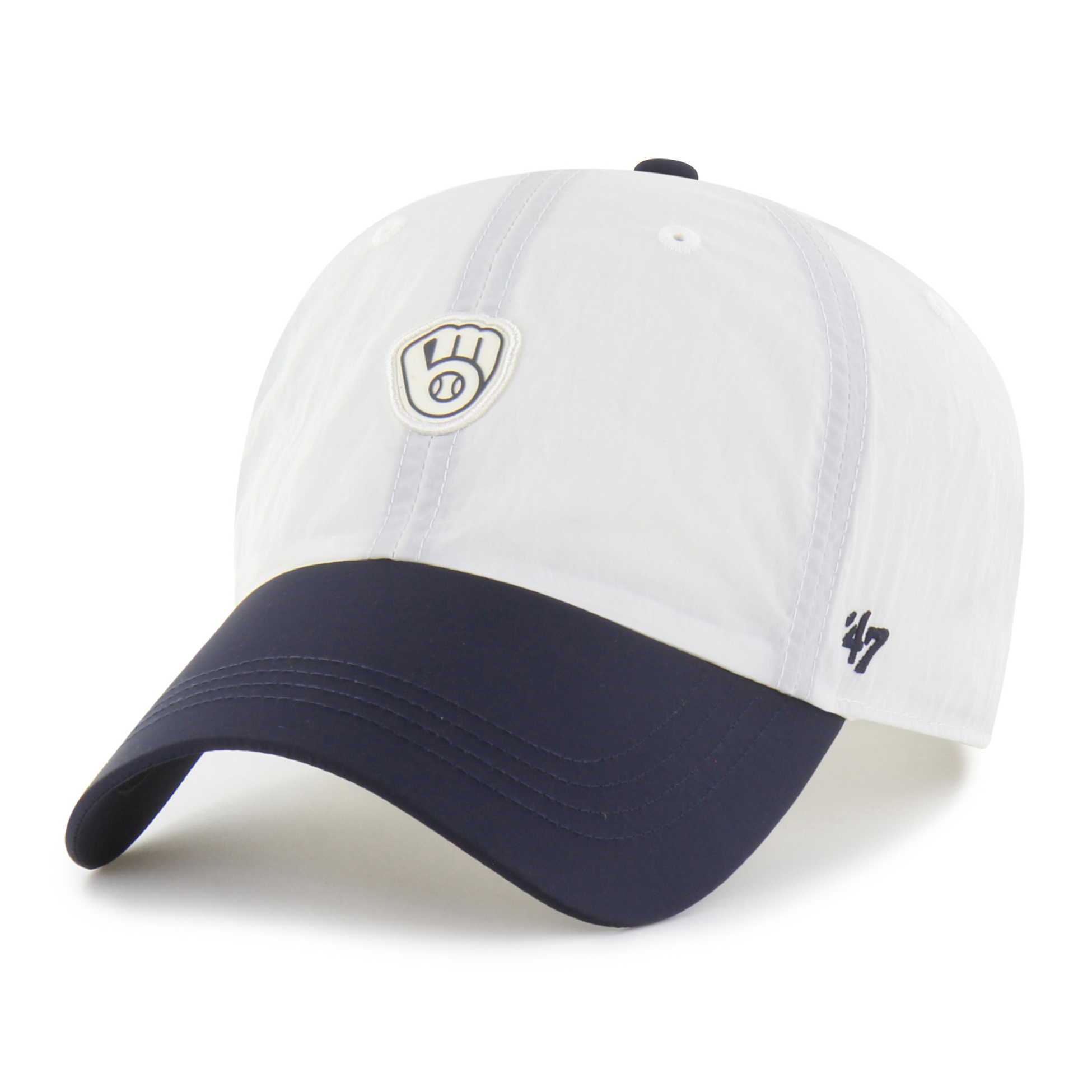 Unisex '47 White/Navy Milwaukee Brewers Modernia Clean Up Adjustable Hat