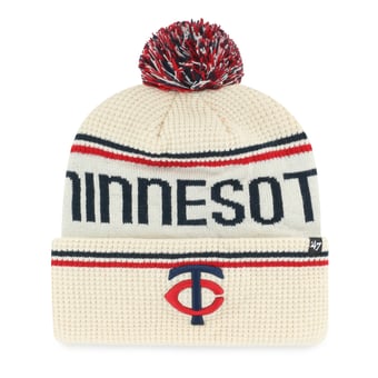 Men's '47 Natural Minnesota Twins Quattrle Cuffed Knit Hat with Pom