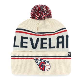 Men's '47 Natural Cleveland Guardians Quattrle Cuffed Knit Hat with Pom