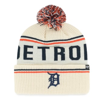 Men's '47 Natural Detroit Tigers Quattrle Cuffed Knit Hat with Pom