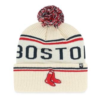 Men's '47 Natural Boston Red Sox Quattrle Cuffed Knit Hat with Pom