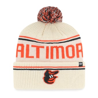 Men's '47 Natural Baltimore Orioles Quattrle Cuffed Knit Hat with Pom