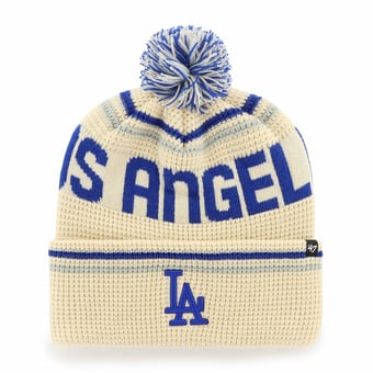 Men's '47 Natural Los Angeles Dodgers Quattrle Cuffed Knit Hat with Pom