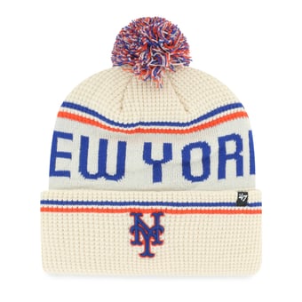 Men's '47 Natural New York Mets Quattrle Cuffed Knit Hat with Pom