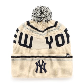 Men's '47 Natural New York Yankees Quattrle Cuffed Knit Hat with Pom