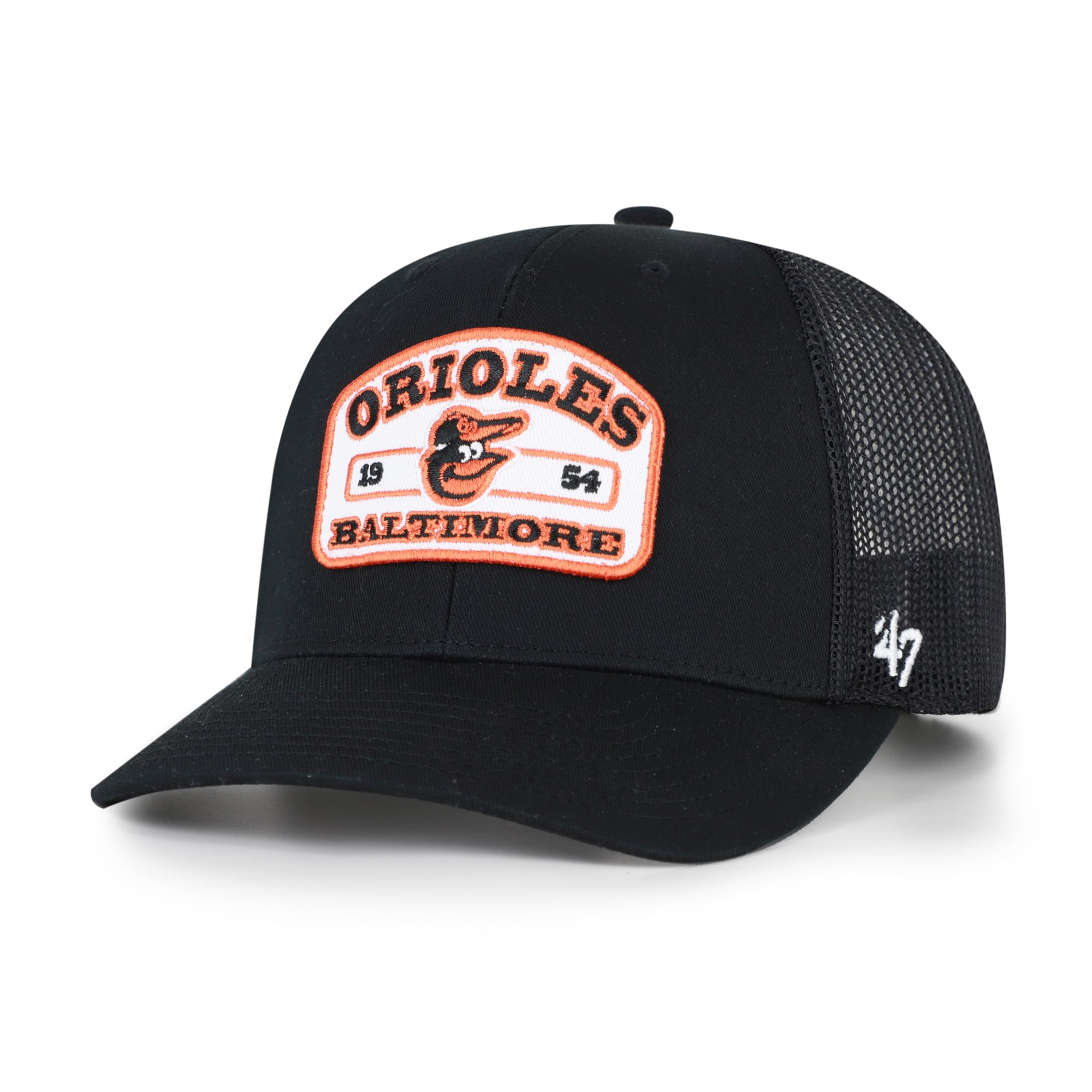 Men's '47  Black Baltimore Orioles Roadway Trucker Snapback Hat