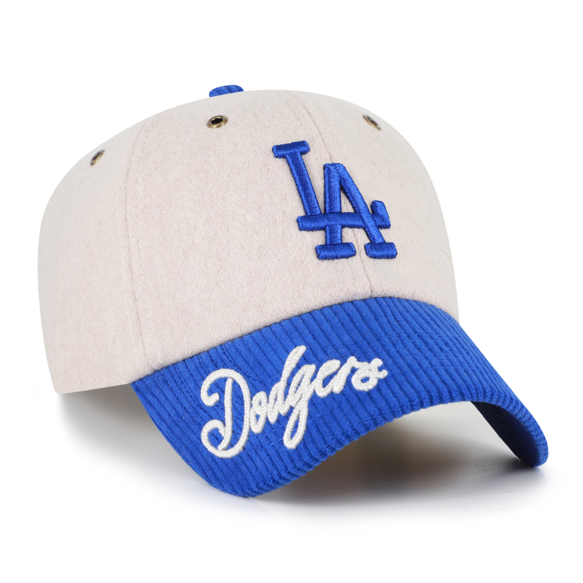 Men's '47 Natural/Royal Los Angeles Dodgers Rope Script Clean Up Adjustable Hat