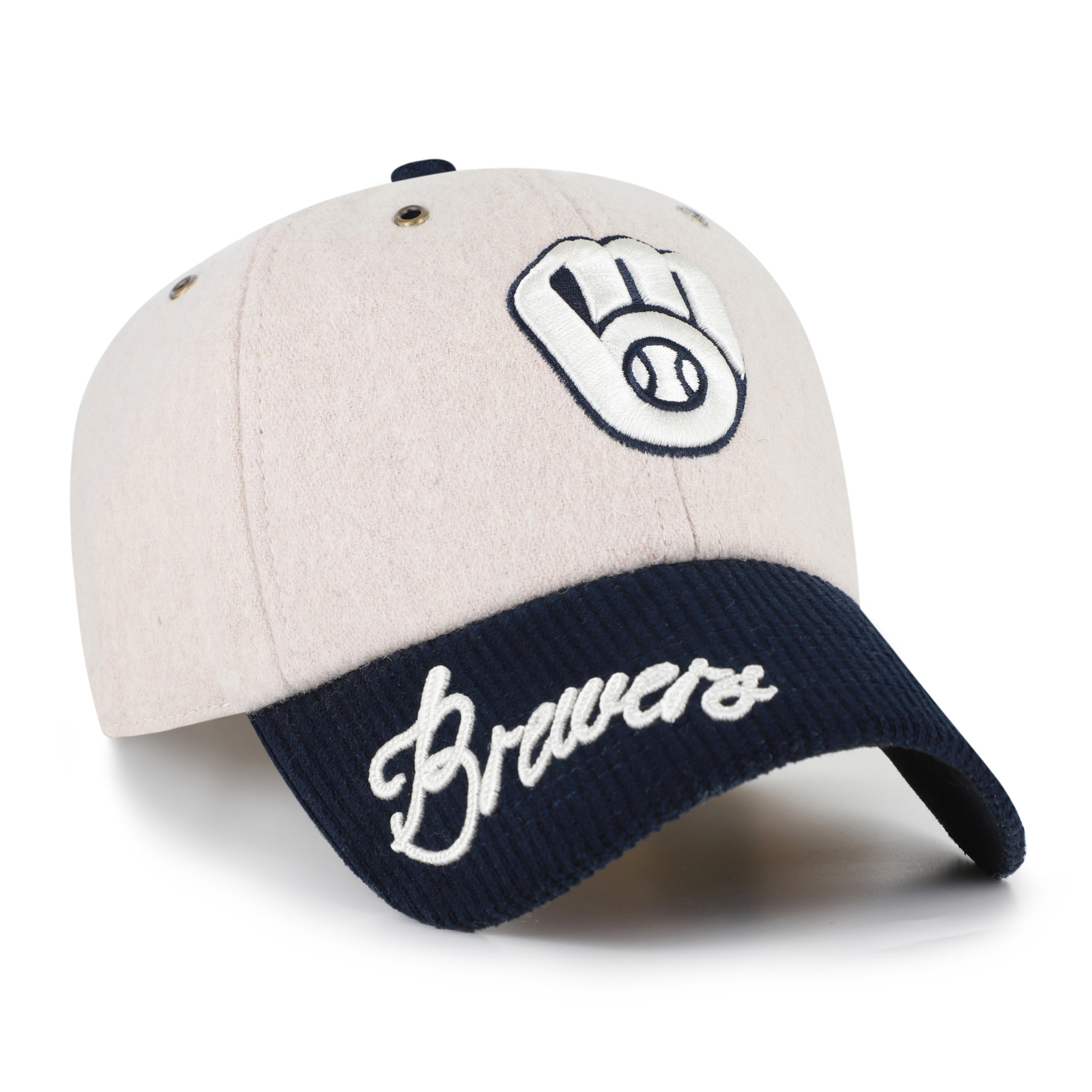 Men's '47 Natural/Navy Milwaukee Brewers Rope Script Clean Up Adjustable Hat