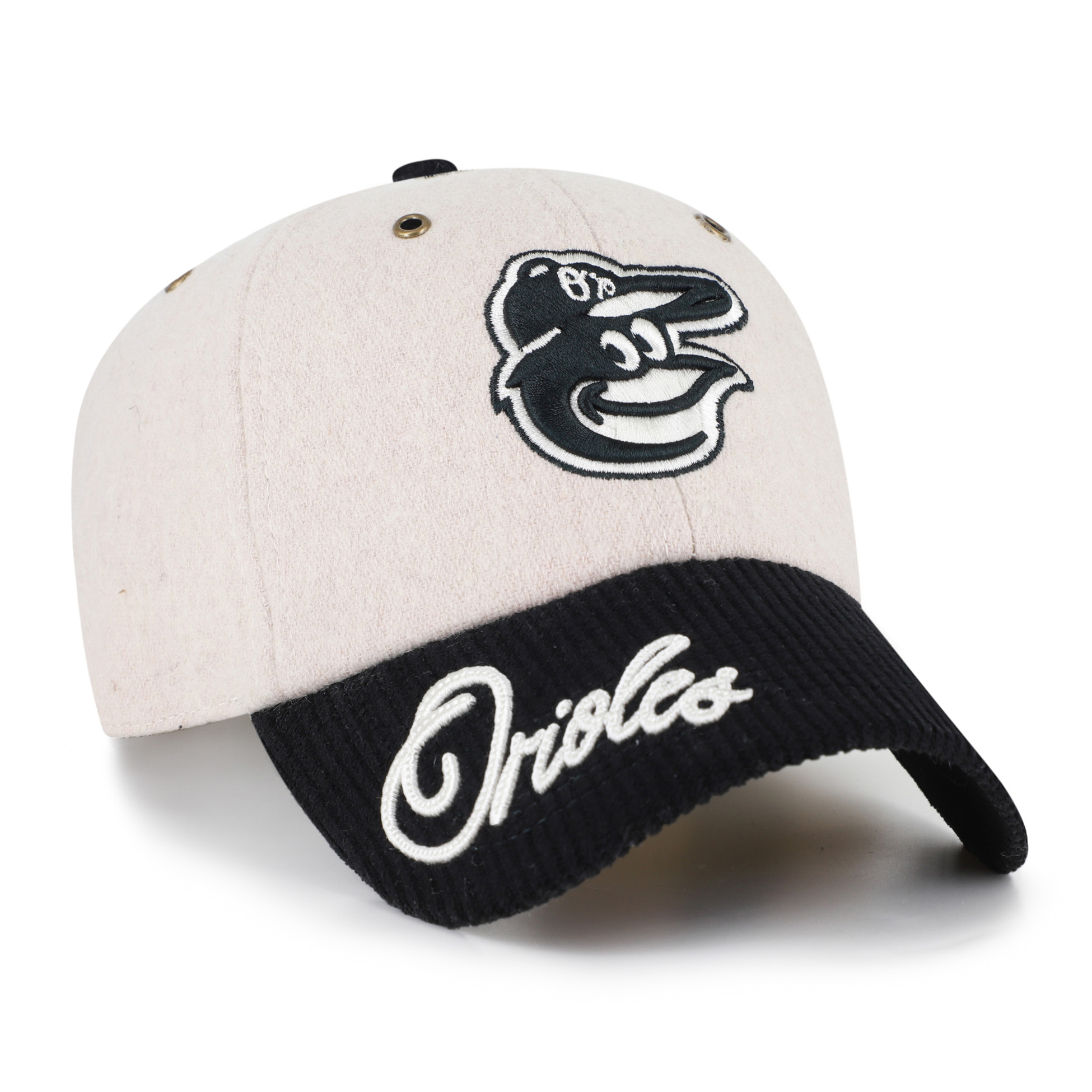 Men's '47 Natural/Black Baltimore Orioles Rope Script Clean Up Adjustable Hat