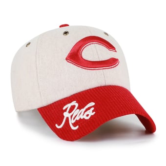 Men's '47 Natural/Red Cincinnati Reds Rope Script Clean Up Adjustable Hat