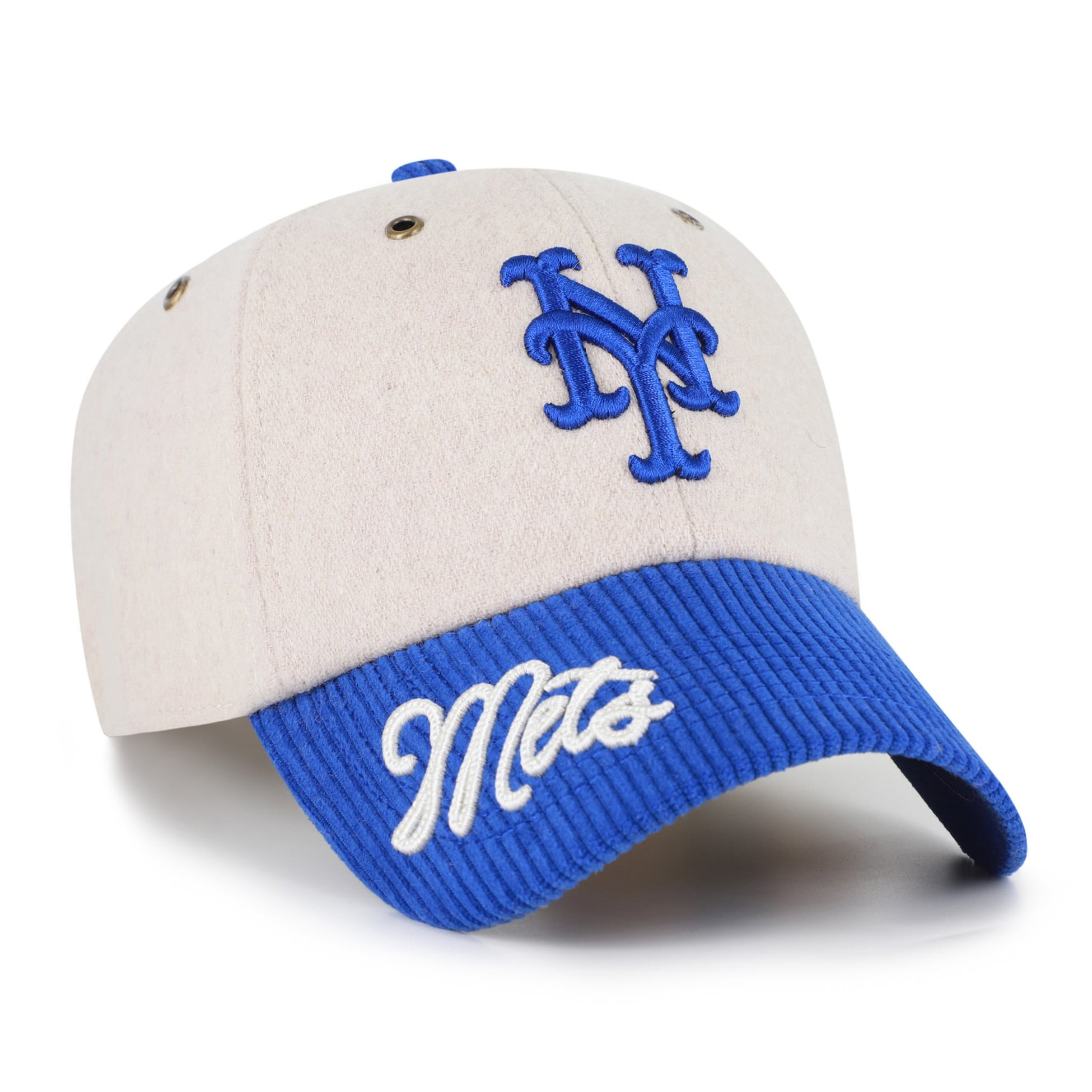 Men's '47 Natural/Royal New York Mets Rope Script Clean Up Adjustable Hat