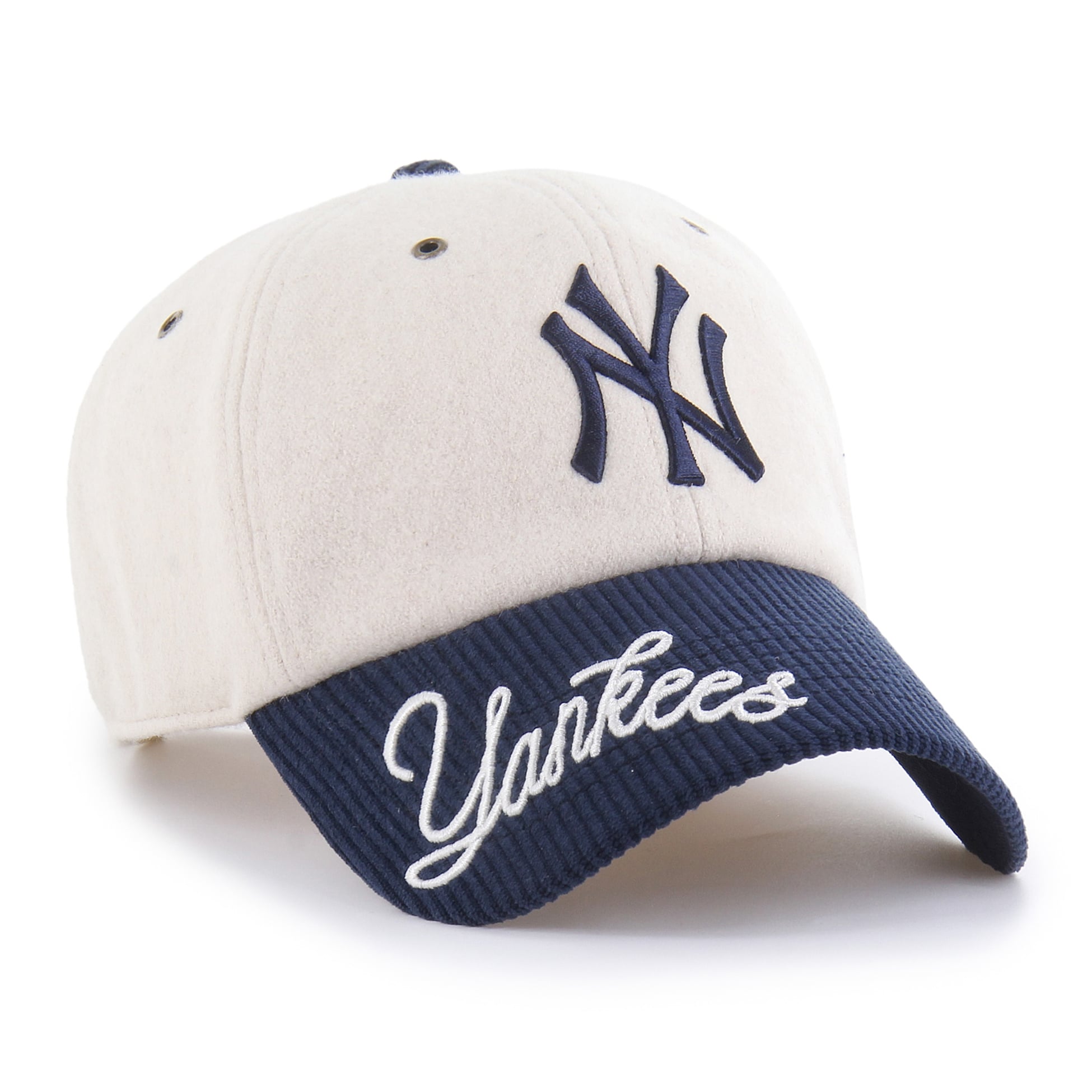 Men's '47 Natural/Navy New York Yankees Rope Script Clean Up Adjustable Hat