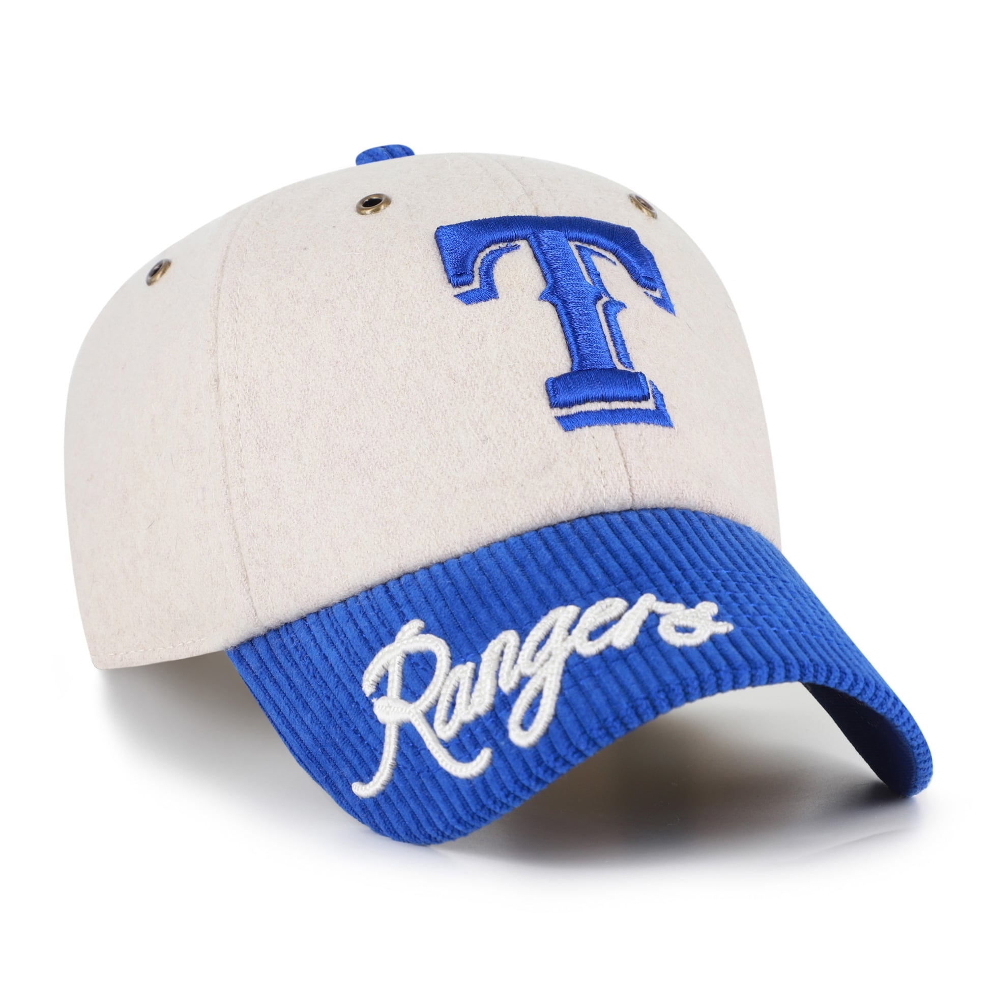 Men's '47 Natural/Royal Texas Rangers Rope Script Clean Up Adjustable Hat